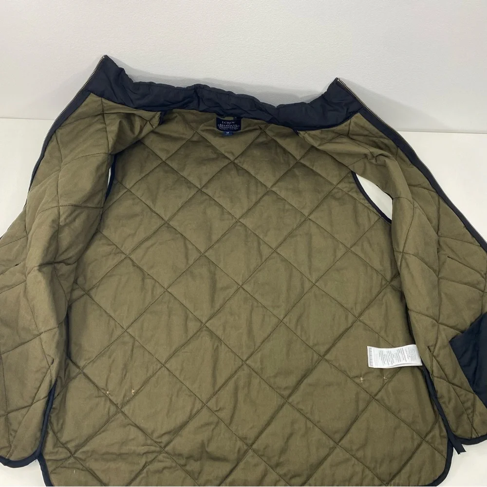 J. Crew Authentic Outerwear New York NY Black Olive Green Quilted Zip Up Vest M